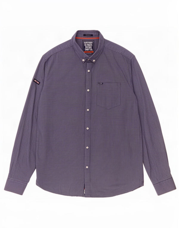 Ανδρικό πουκάμισο κανονικής εφαρμογής Superdry 2XL Blue Check Cotton