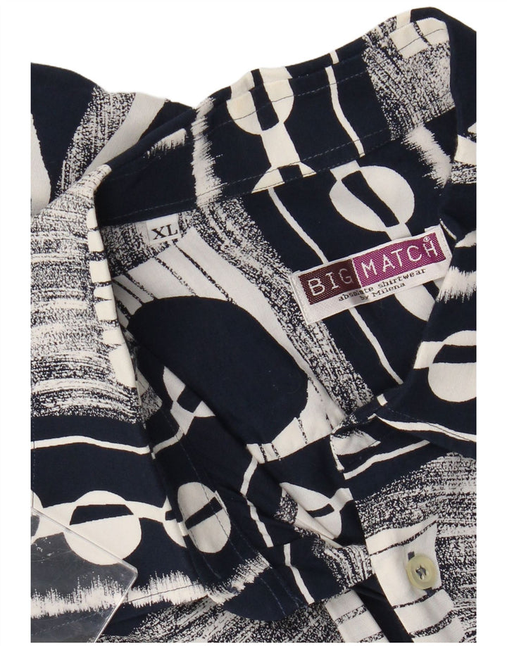 Big Match Ανδρικό κοντομάνικο πουκάμισο XL Navy Blue Geometric