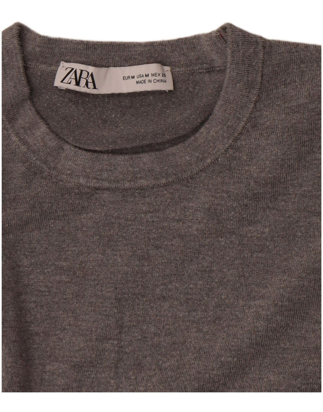 Zara Γυναικείο πουλόβερ με λαιμόκοψη UK 12 Medium Grey