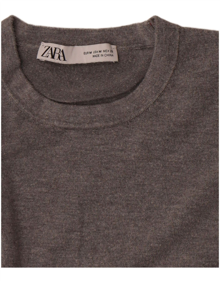 Zara Γυναικείο πουλόβερ με λαιμόκοψη UK 12 Medium Grey