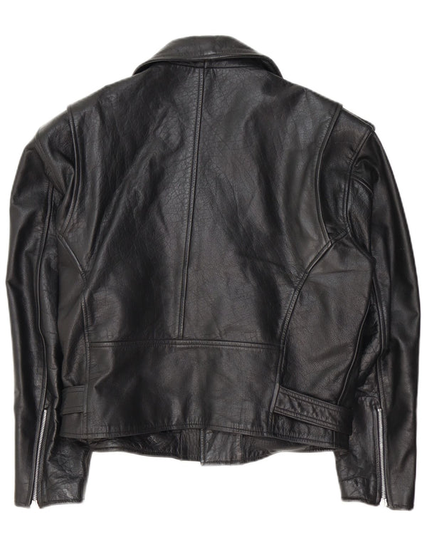 Vintage Γυναικείο Δερμάτινο Μπουφάν Biker UK 14 Medium Black Leather