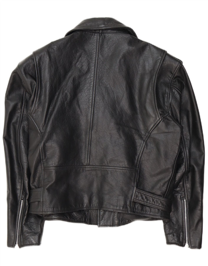 Vintage Γυναικείο Δερμάτινο Μπουφάν Biker UK 14 Medium Black Leather