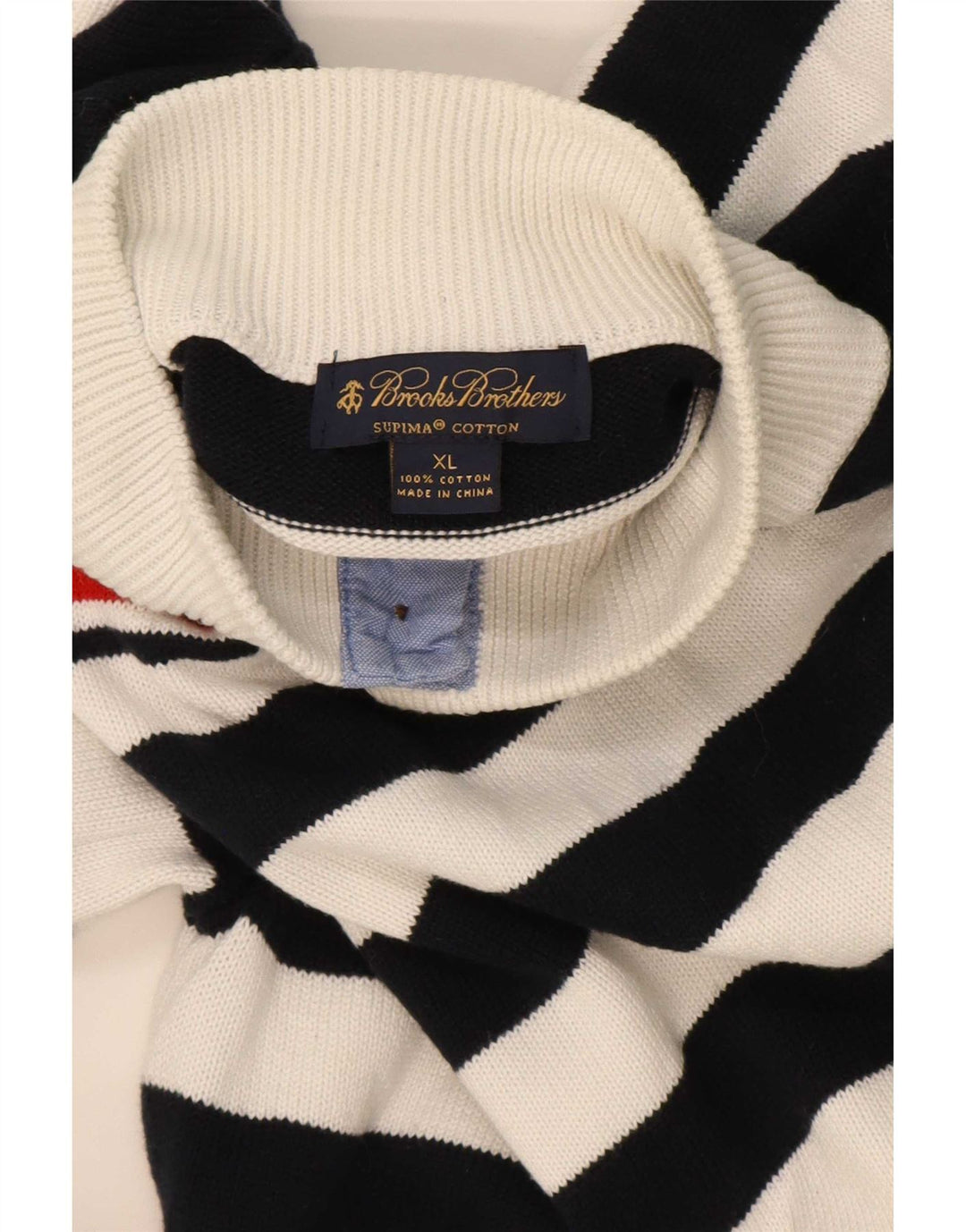 Brooks Brothers Ανδρικό πουλόβερ με λαιμό κουμπιά XL μπλε ριγέ