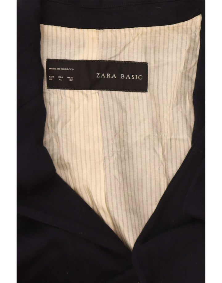Zara Γυναικείο Μπουφάν 1 Κουμπί Blazer UK 18 XL Navy Blue Viscose