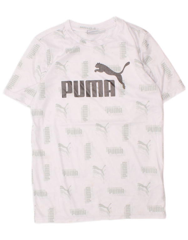 Puma Boys Graphic T-Shirt Top 7-8 Years Small White Polyester