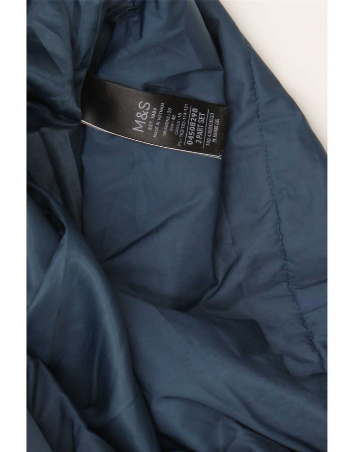 Marks & Spencer Γυναικείο παλτό με κουκούλα UK 20 2XL Navy Blue Polyester