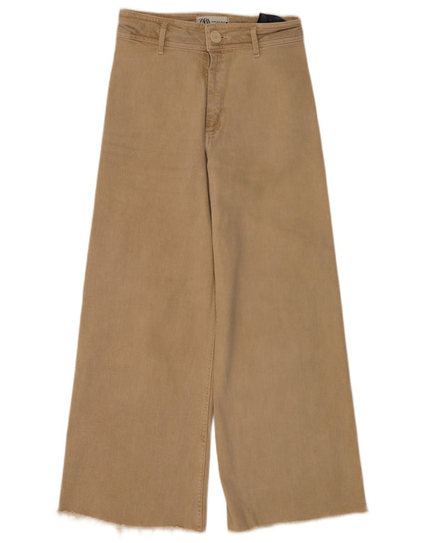 Zara Womens The Marine ψηλόμεσο φαρδύ τζιν EU 38 Small W28 L26 Beige