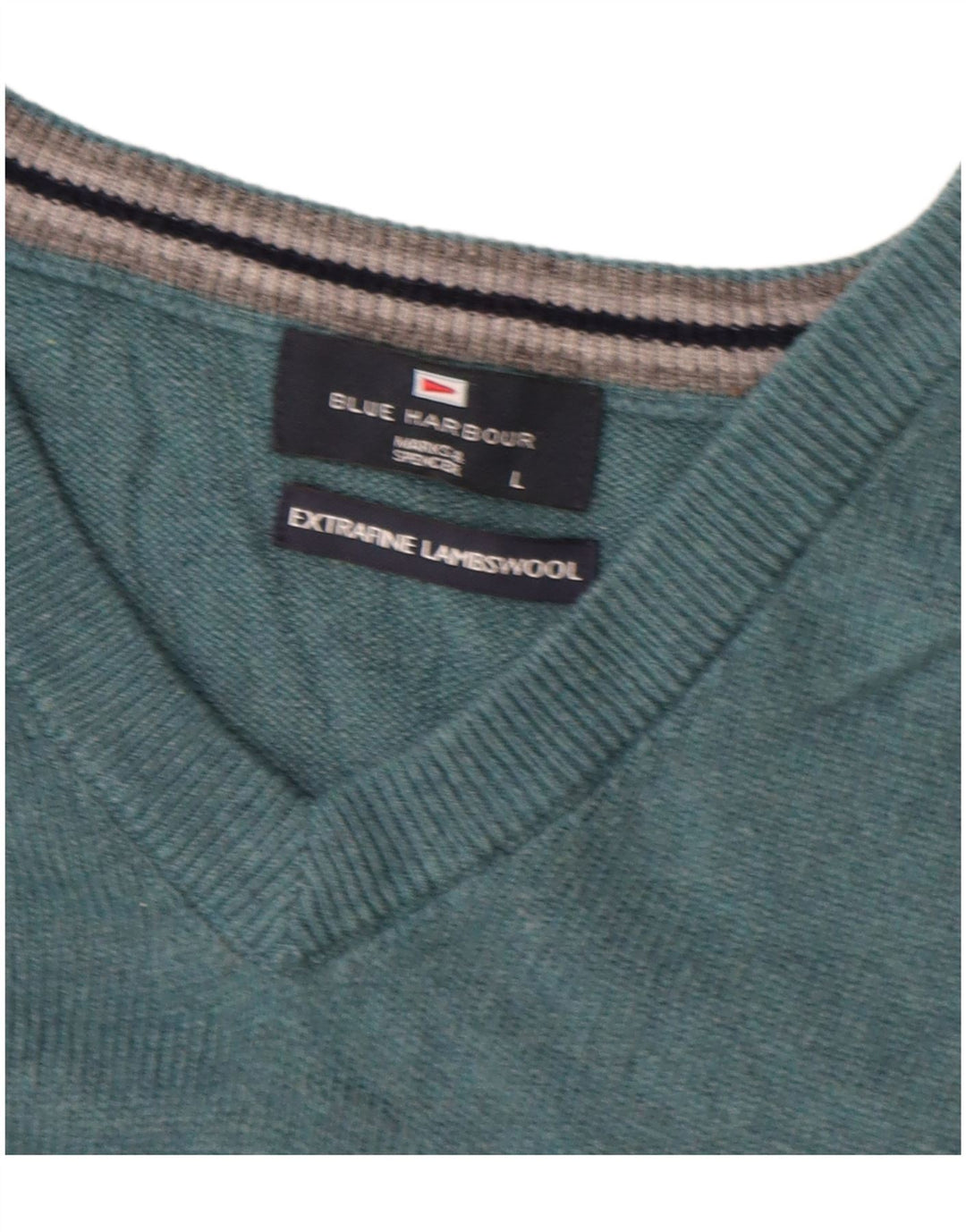 Ανδρικό πουλόβερ Marks & Spencer Blue Harbor με λαιμόκοψη με λαιμόκοψη μεγάλο πράσινο