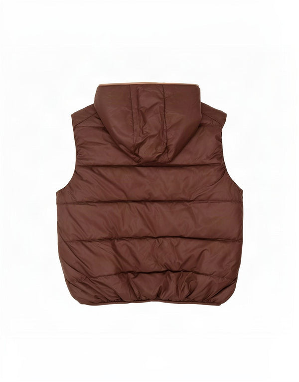 Zara Boys Hooded Gilet 13-14 Years Large Brown Polyester