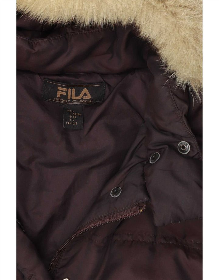 Fila Γυναικείο μπουφάν με κουκούλα με επένδυση IT 46/48 μεγάλο καφέ πολυαμίδιο