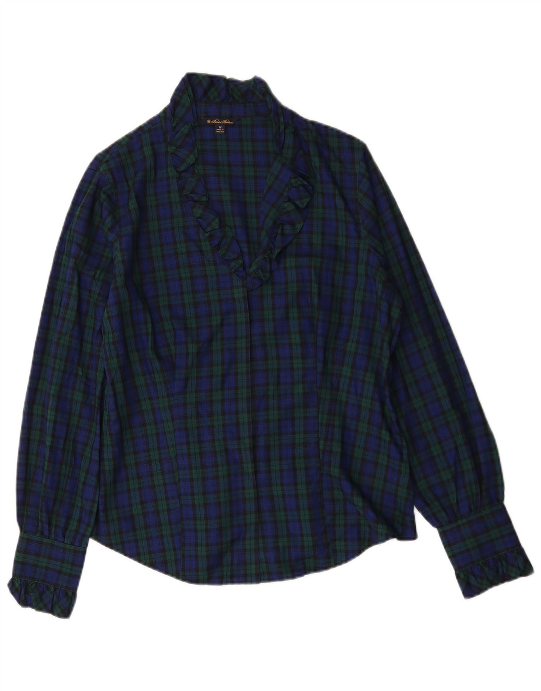 Brooks Brothers Γυναικείο πουκάμισο Μπλούζα US 12 Large Navy Blue καρό βαμβακερό