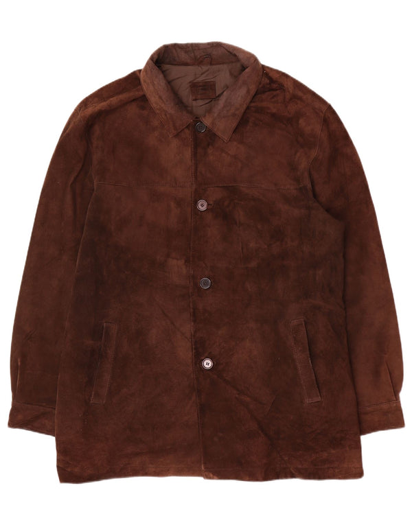 Marks & Spencer Ανδρικό Μπουφάν Μπλε Harbor Suede UK 42 XL Δερμάτινο καφέ
