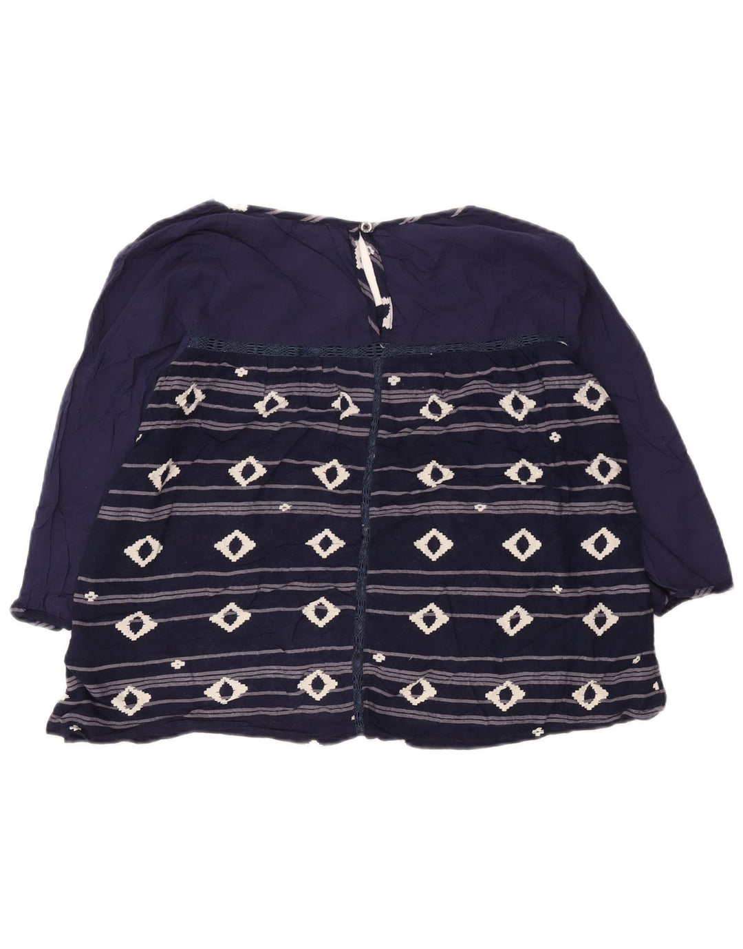 Roxy γυναικεία μπλούζα με μανίκια 3/4 Top UK 12 Medium Navy Blue γεωμετρική βισκόζη