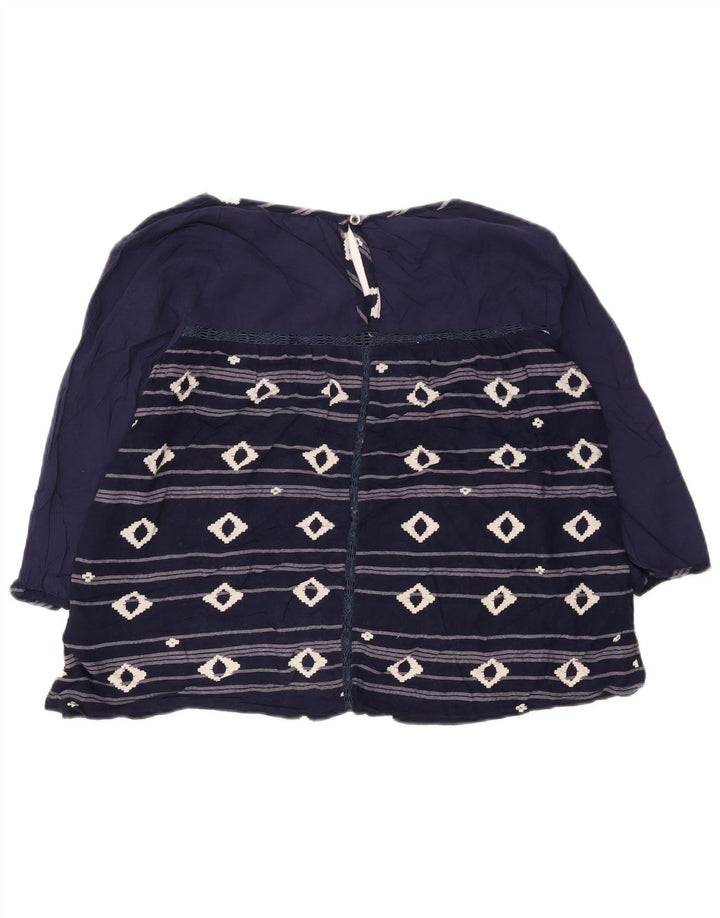 Roxy γυναικεία μπλούζα με μανίκια 3/4 Top UK 12 Medium Navy Blue γεωμετρική βισκόζη