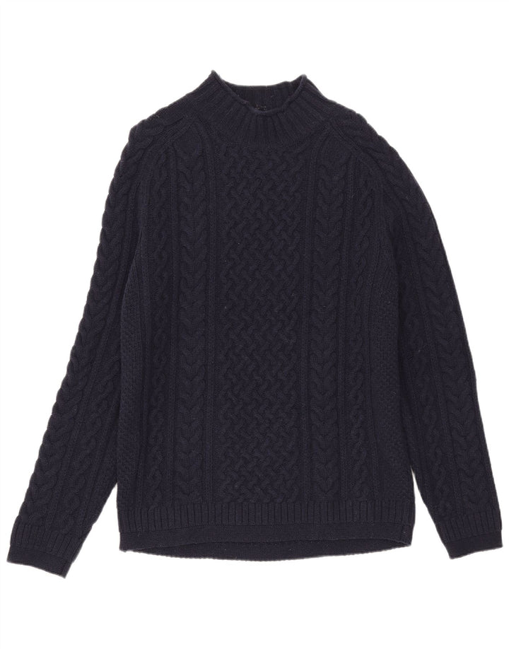 Massimo Dutti γυναικείο πουλόβερ με λαιμόκοψη χελώνας UK 16 Large Navy Blue Wool