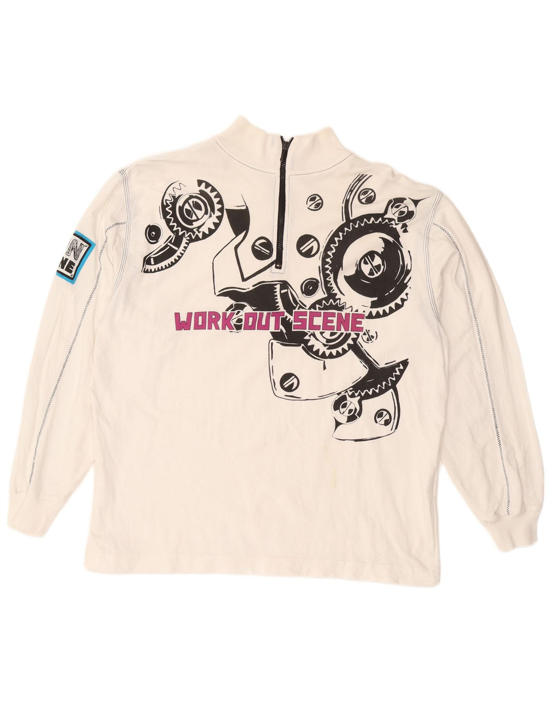 Ανδρικό φούτερ με φερμουάρ VINTAGE 2XL λευκό βαμβακερό