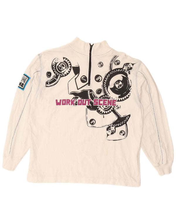 Ανδρικό φούτερ με φερμουάρ VINTAGE 2XL λευκό βαμβακερό