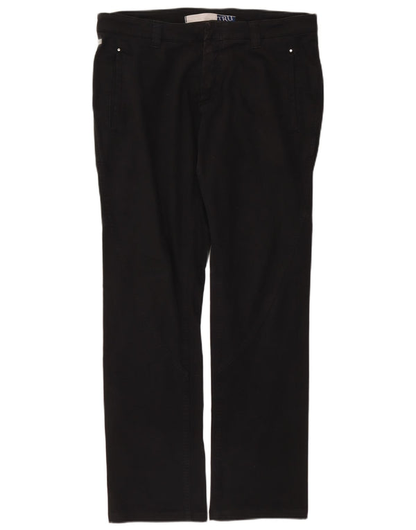 Trussardi Mens Straight Chino Trousers IT 50 Large W34 L31 Black Cotton