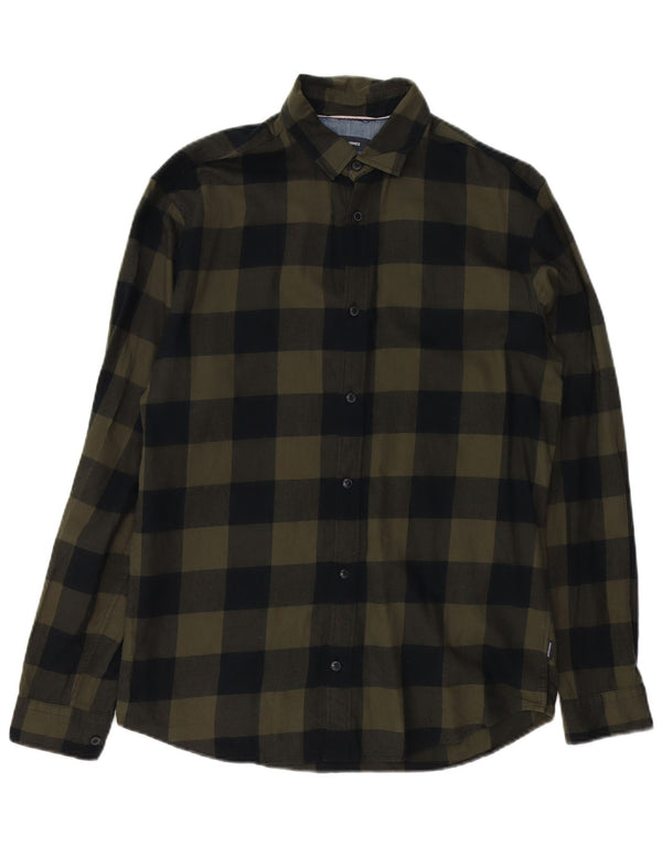 Ανδρικό φανελένιο πουκάμισο Jack & Jones, μεσαίο χακί βαμβακερό