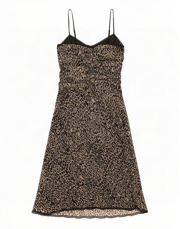 Whistles Γυναικείο Slip Dress UK 12 Medium Brown Animal Print Silk