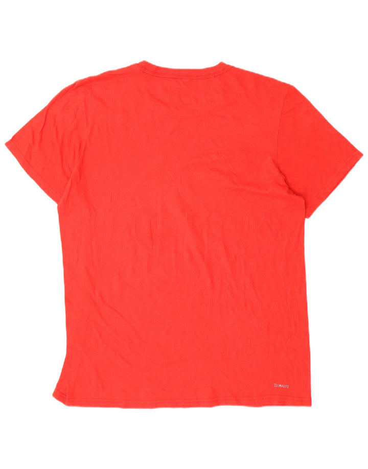 Ανδρικό γραφικό T-Shirt Adidas Climalite Top μεγάλο κόκκινο πολυεστέρα
