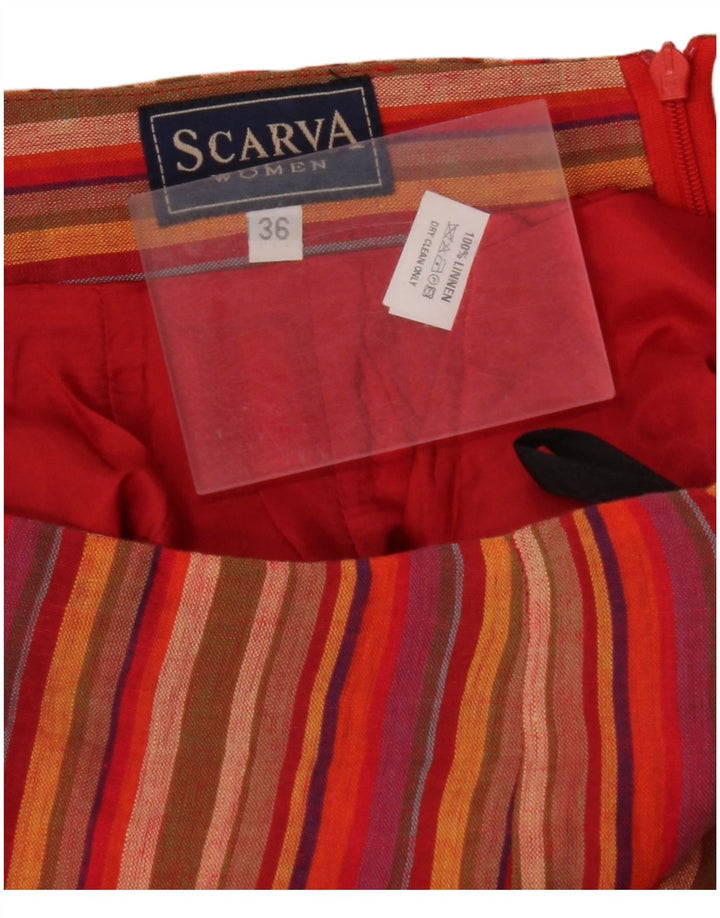 SCARVA Γυναικεία φούστα Maxi Wrap EU 36 Small W26 Red ριγέ λινό