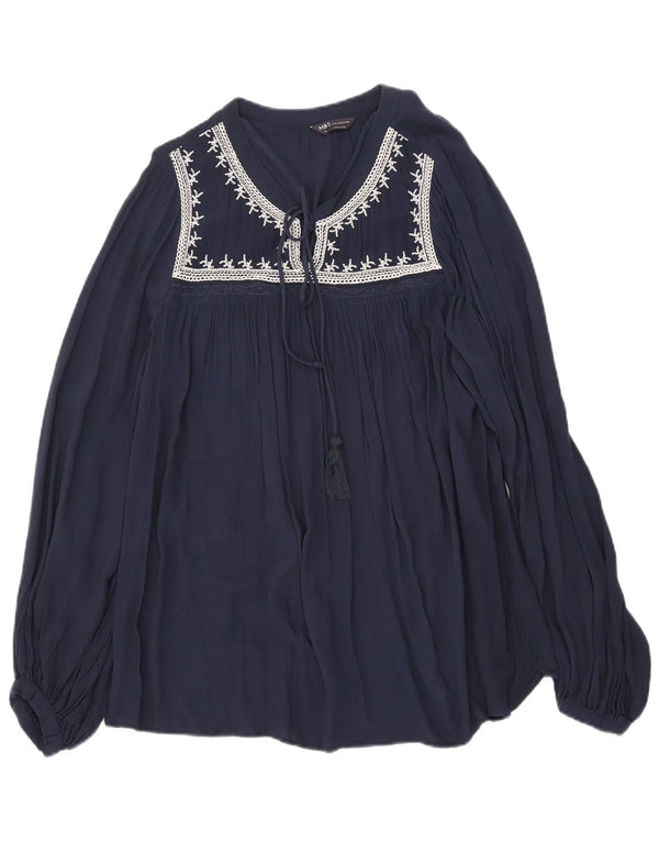 Marks & Spencer Γυναικεία μακρυμάνικη μπλούζα τοπ UK 18 XL Navy Blue Floral