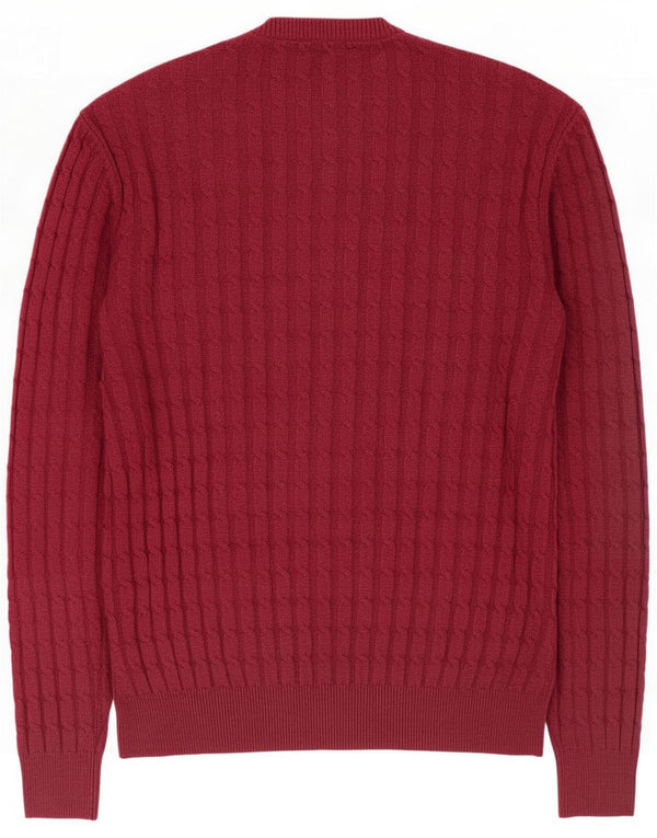 Jack Wills Mens Loose Fit Crew Neck Jumper πουλόβερ XS Burgundy Cotton