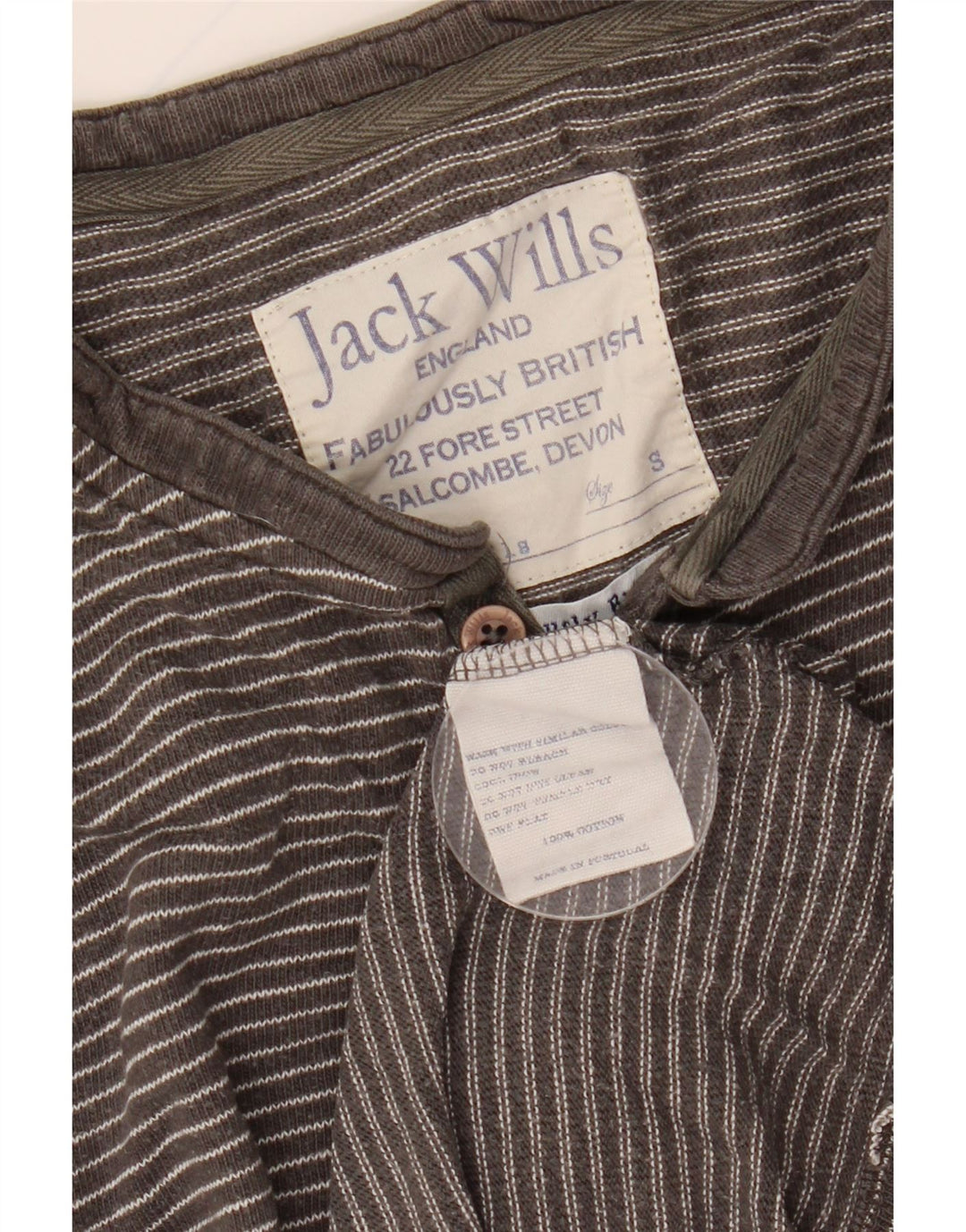 JACK WILLS Ανδρικό μακρυμάνικο μπλουζάκι, μικρό γκρι βαμβακερό ριγέ