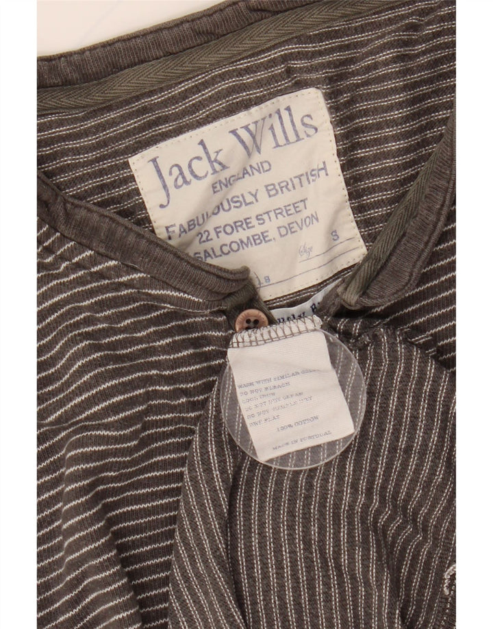 JACK WILLS Ανδρικό μακρυμάνικο μπλουζάκι, μικρό γκρι βαμβακερό ριγέ