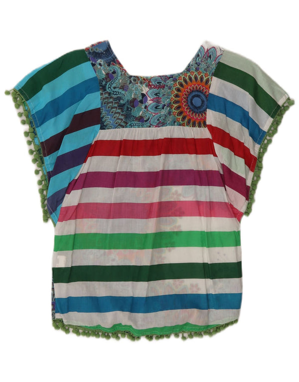Desigual Girls Graphic Batwing Μπλούζα Top 11-12 ετών Πολύχρωμη ριγέ