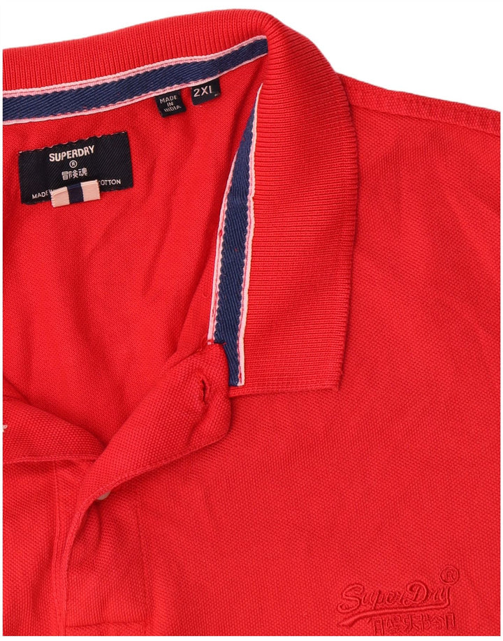 Ανδρικό πουκάμισο πόλο Superdry 2XL κόκκινο βαμβακερό