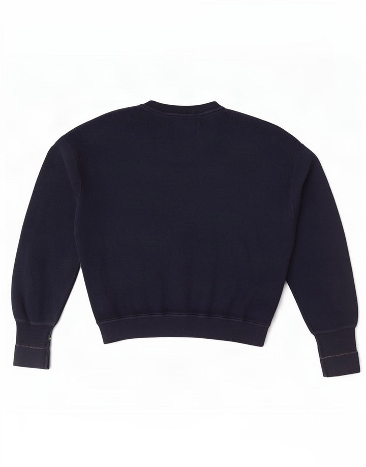 Γυναικείο πουλόβερ Lacoste Crop με λαιμόκοψη με λαιμόκοψη, μέγεθος 38, μεσαίο μπλε βαμβακερό