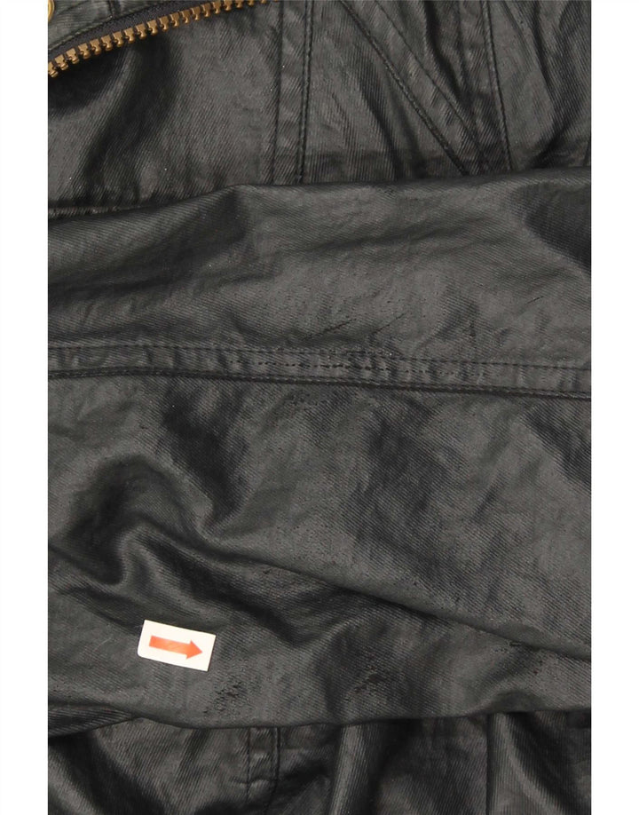 Γυναικείο Στρατιωτικό Μπουφάν Barbour από συνθετικό δέρμα UK 14 μεγάλο μαύρο πολυεστέρα