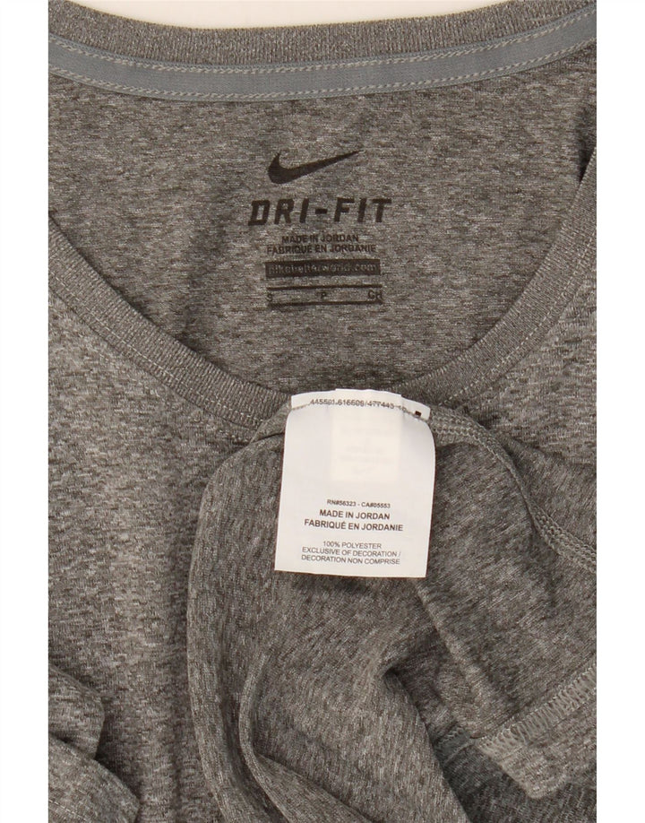 NIKE Γυναικεία Dri Fit Μακρυμάνικο UK 10 Small Grey Flecked Polyester