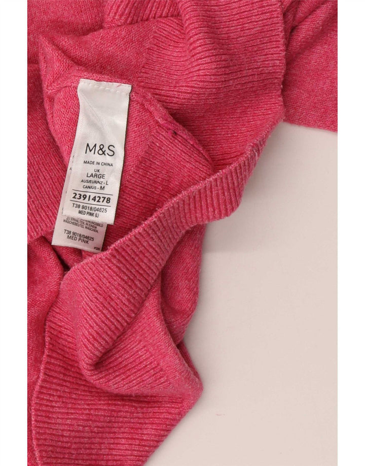 Marks & Spencer Γυναικείο Πόλο πουλόβερ με λαιμόκοψη UK 16 μεγάλο ροζ πολυεστέρα