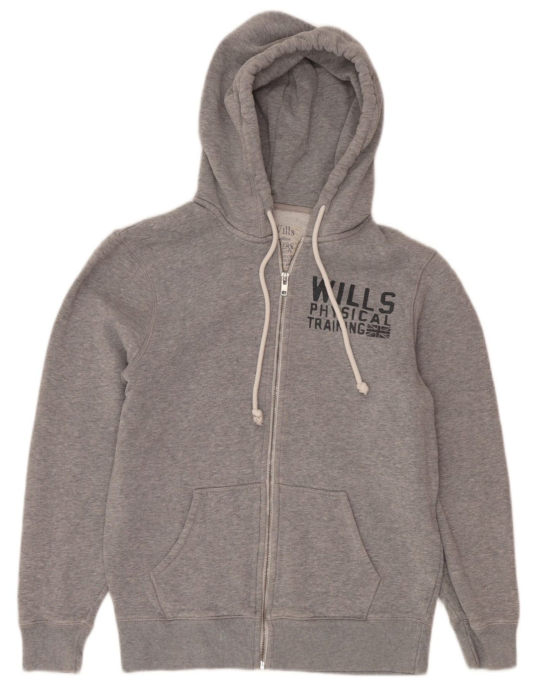 Jack Wills Ανδρικό πουλόβερ με κουκούλα με φερμουάρ, μεσαίο γκρι βαμβακερό