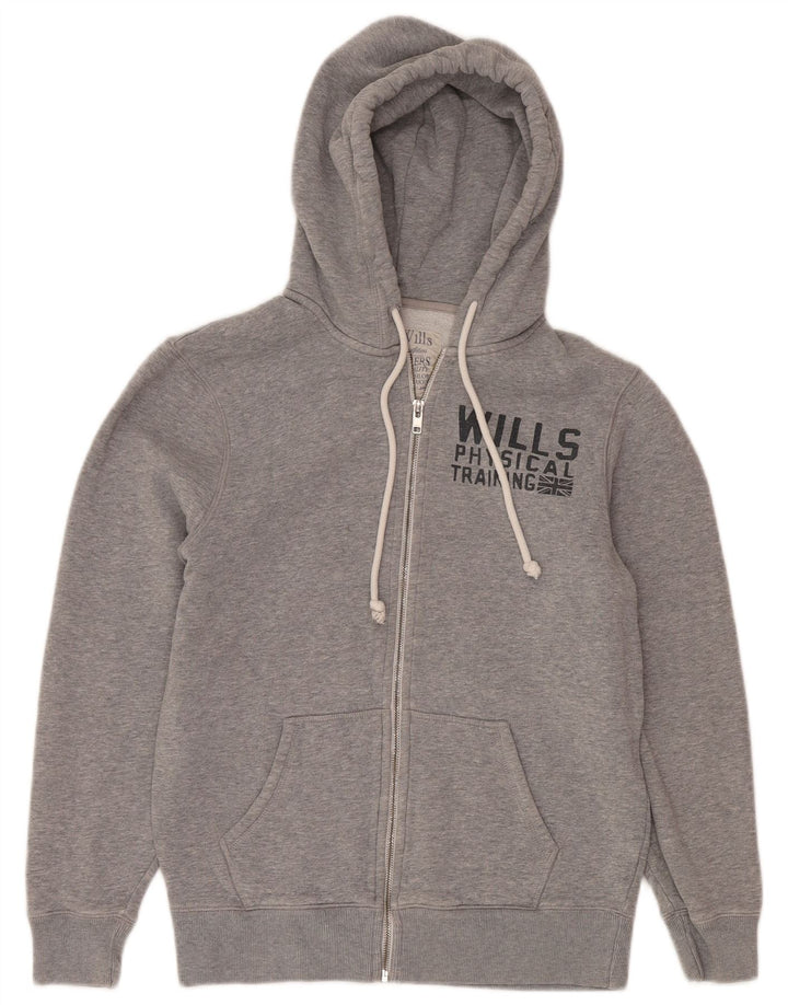 Jack Wills Ανδρικό πουλόβερ με κουκούλα με φερμουάρ, μεσαίο γκρι βαμβακερό