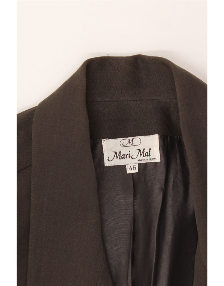 VINTAGE Womens Military 1 Button Blazer Jacket IT 46 Large Grey Viscose Vintage Vintage and Second-Hand Vintage from Messina Hembry 