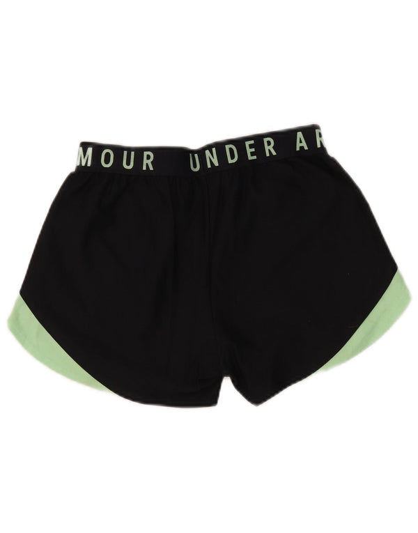 UNDER ARMOUR Womens Heat Gear Sport Shorts UK 10 Small  Black Colourblock