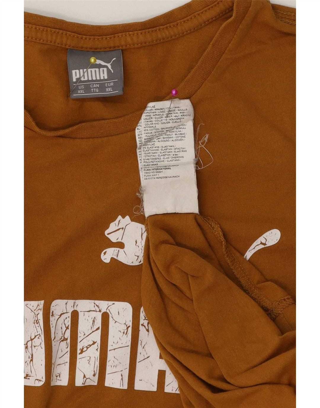 Ανδρικό γραφικό μπλουζάκι Puma 2XL καφέ βαμβακερό