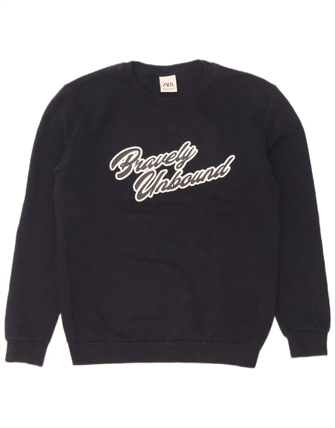 Ανδρικό γραφικό φούτερ Zara Jumper Small Navy Blue Cotton