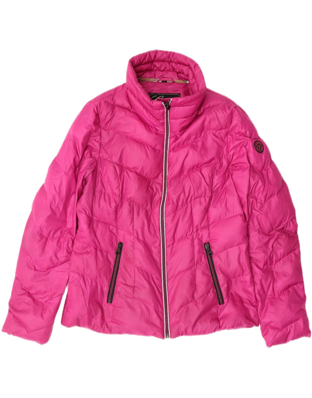 GUESS Womens Crop Padded Jacket UK16 Large Pink Polyester