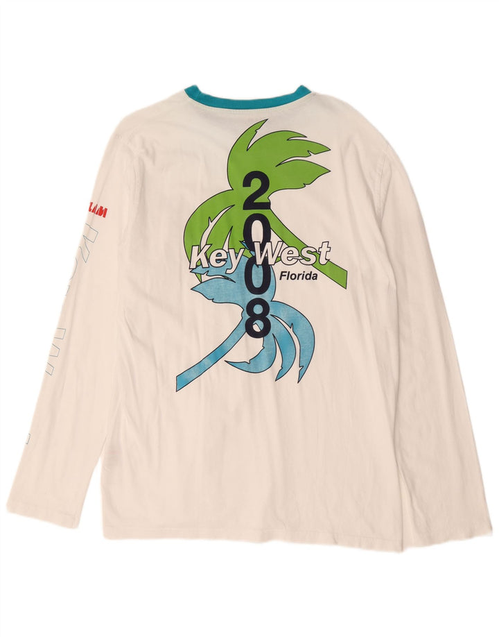 Slam Mens Florida Graphic Top Μακρυμάνικο μεγάλο λευκό βαμβακερό
