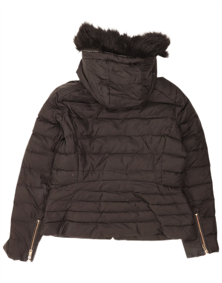 Zara Γυναικείο μπουφάν με κουκούλα UK 18 XL μαύρο πολυεστέρα