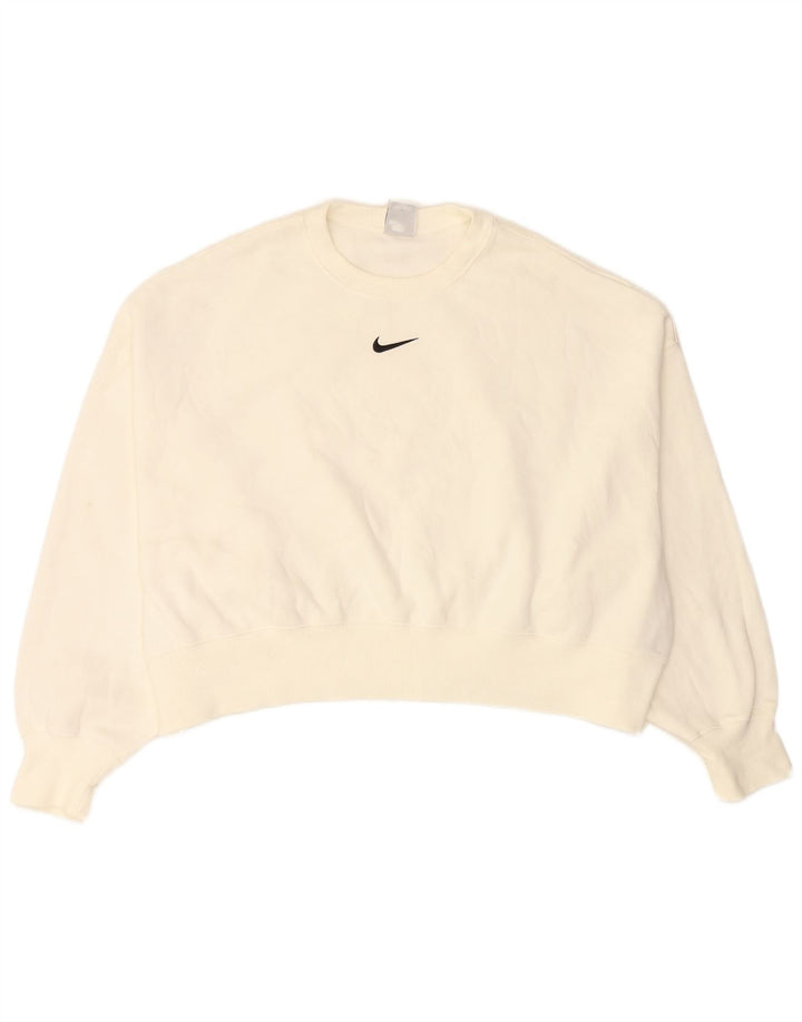 Γυναικείο φούτερ NIKE Crop Oversized Jumper UK 14 Μεσαίο λευκό βαμβακερό