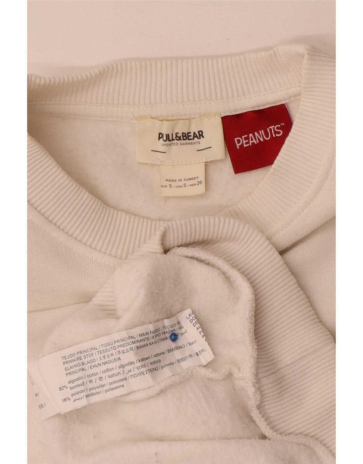 Γυναικείο γραφικό φούτερ Pull & Bear Peanuts Jumper UK 10 Small White