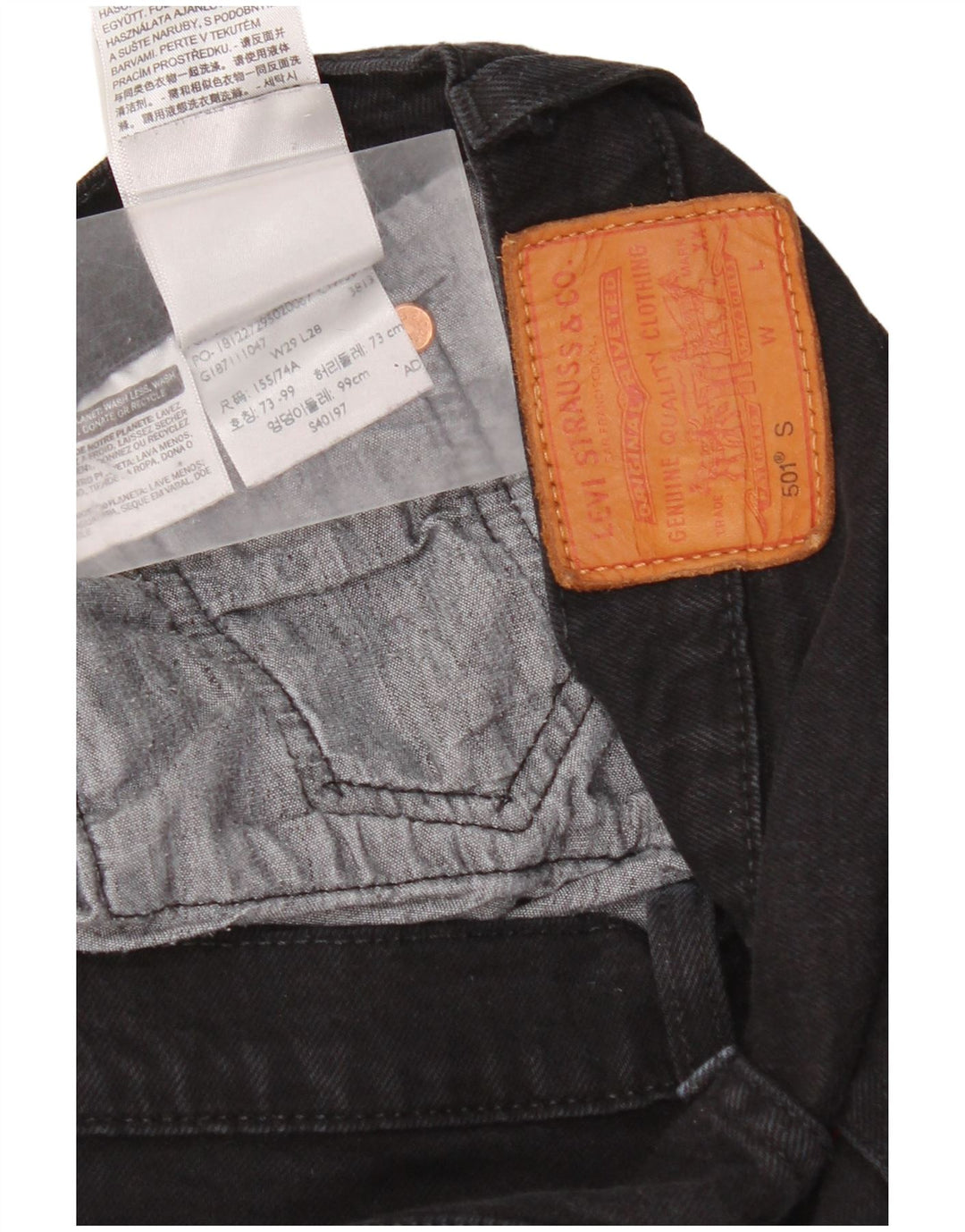 Levi's Mens 501 Straight Jeans W29 L28 Μαύρο βαμβακερό
