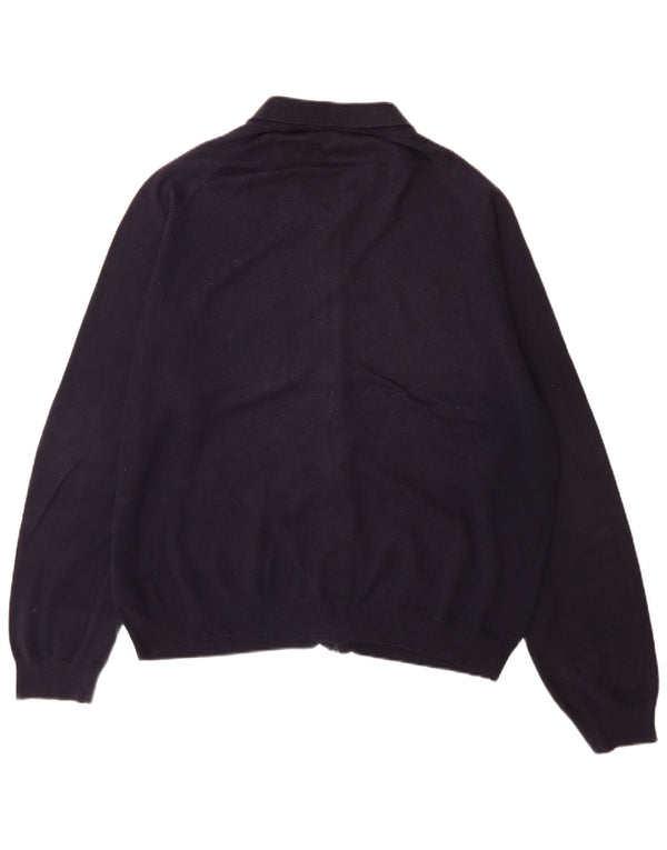 Ανδρικό πουλόβερ με ζακέτα Marks & Spencer XL Navy Blue Cotton