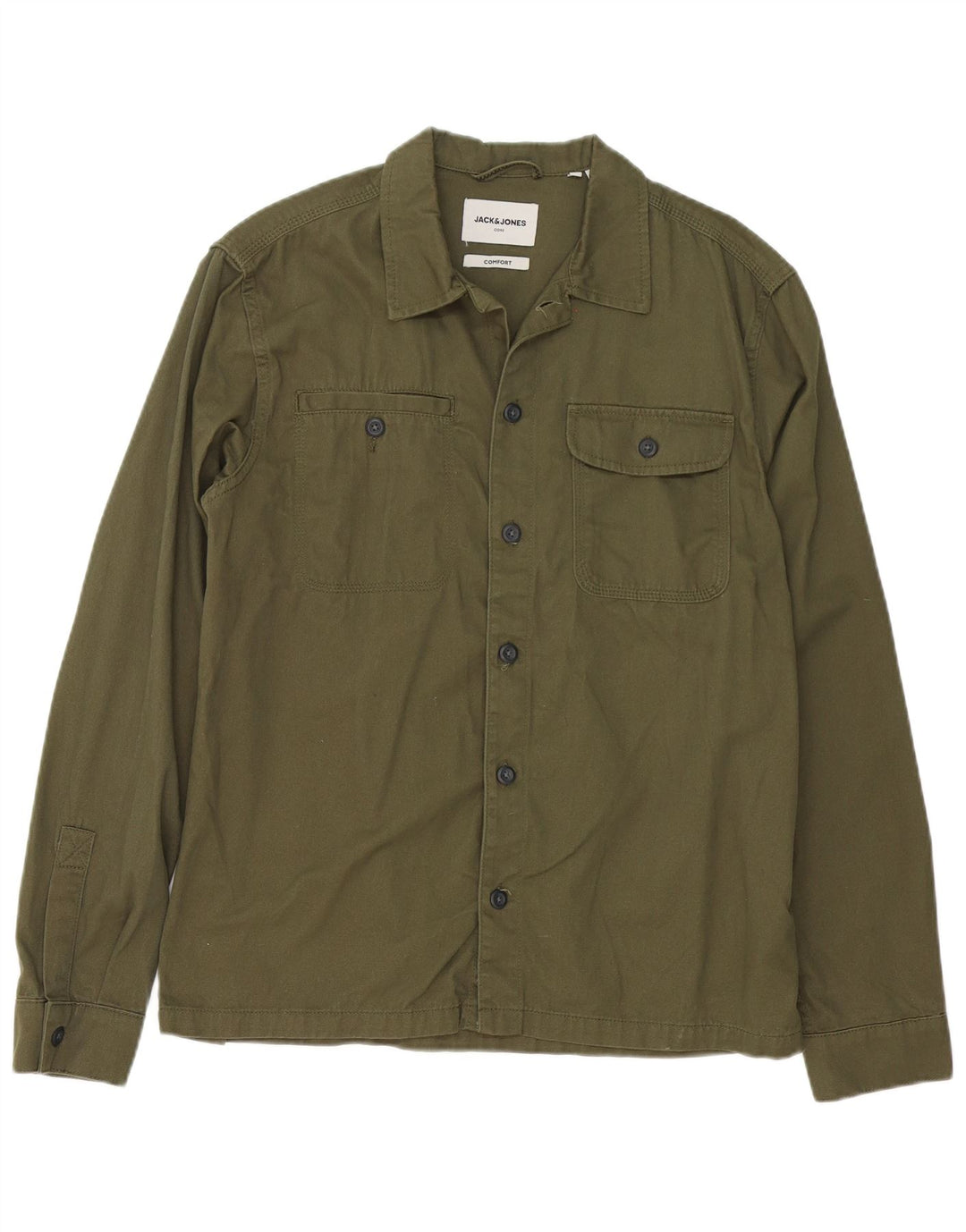 Jack & Jones Ανδρικό πουκάμισο μεγάλο χακί βαμβακερό